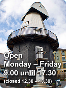 Open Monday - Friday 9.00 until 17.30 (closed 12.30 - 13.30)