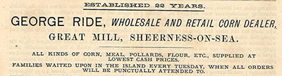 George Ride, Wholesale and retail corn dealer, Great Mill, Sheerness-on-Sea