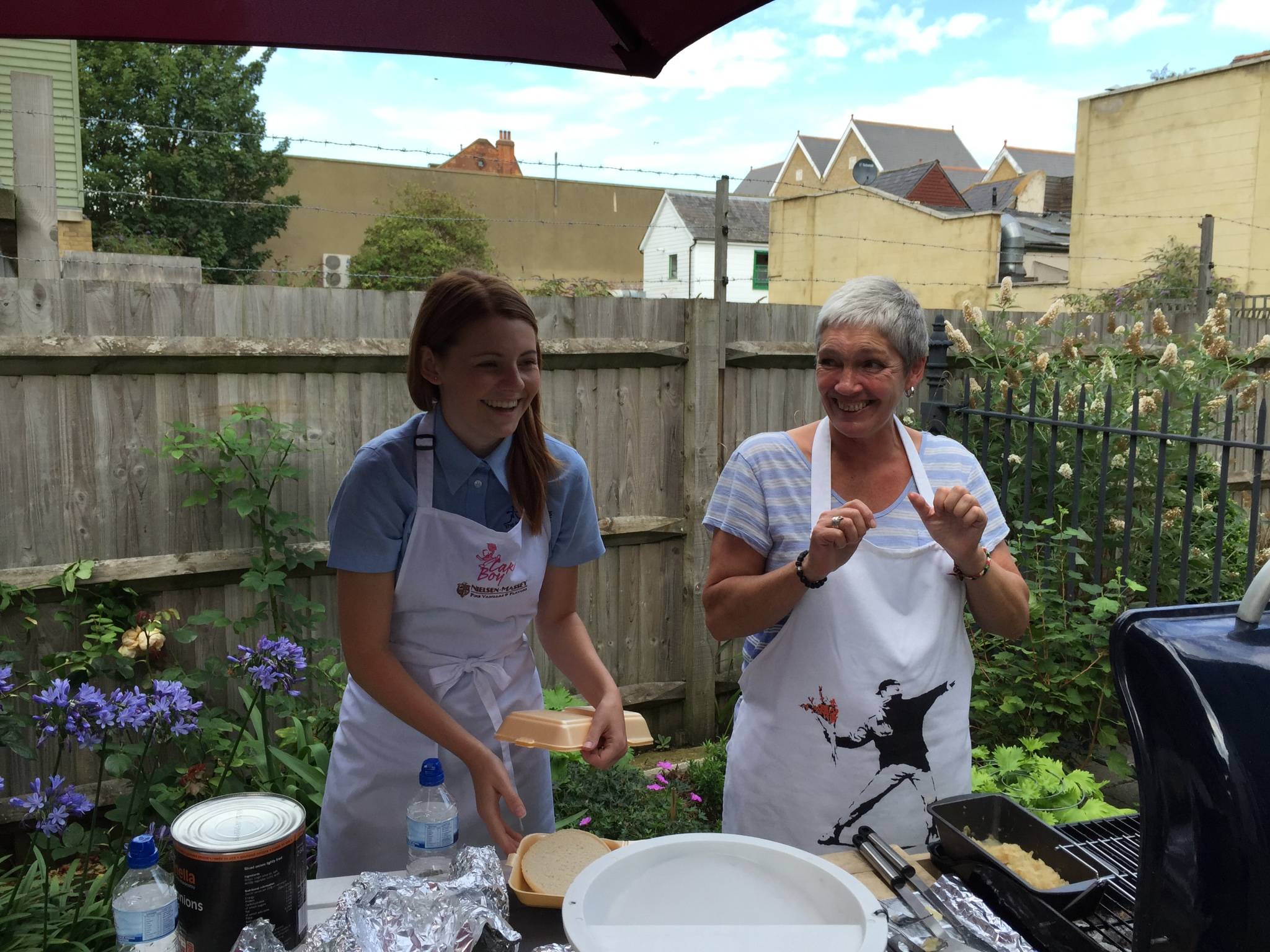 Kim and Marcia of Sharrocks - Barbecue chefs for the day